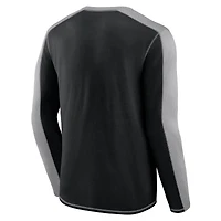 T-shirt à manches longues Fanatics noir/gris pour homme, motif Carolina Panthers, Behind the Line