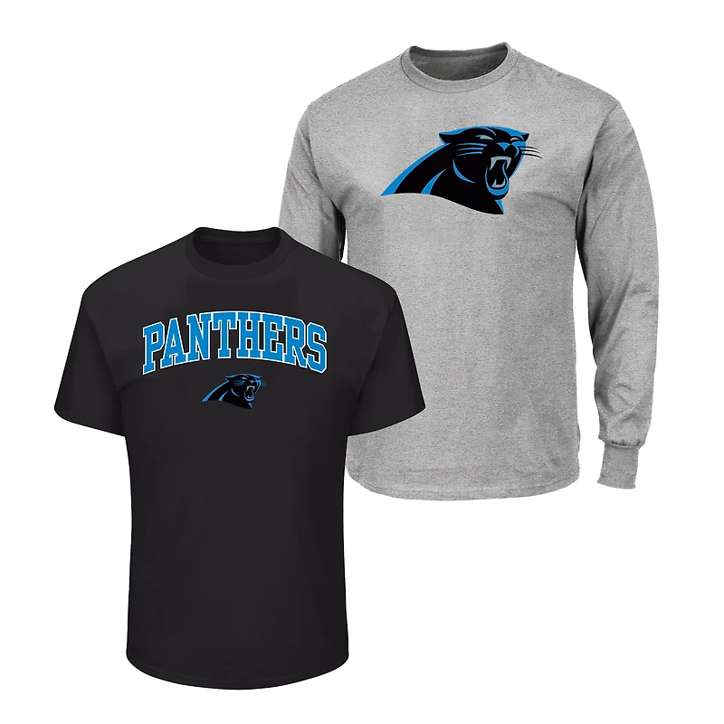 Men's Fanatics  Black/Heather Gray Carolina Panthers Big & Tall 2-Pack T-Shirt Set