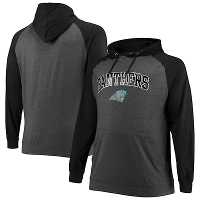 Fanatics pour hommes, noir/anthracite chiné, Carolina Panthers, grand et grand, pull à capuche léger raglan