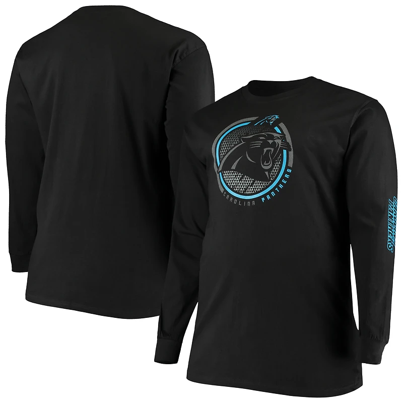 Men's Fanatics Black Carolina Panthers Big & Tall Color Pop Long Sleeve T-Shirt