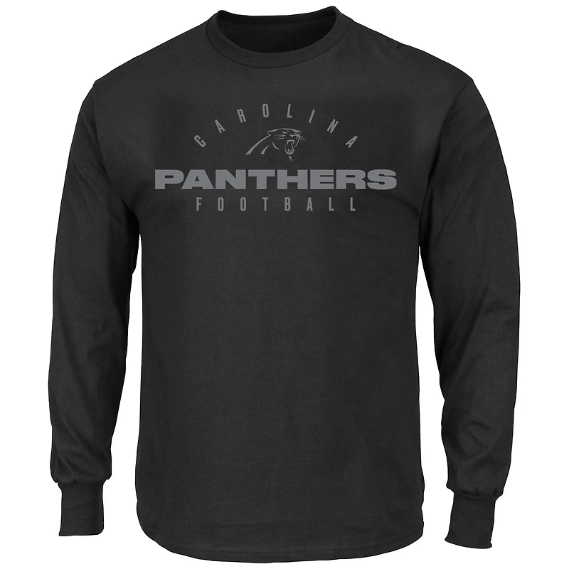 Men's Fanatics Black Carolina Panthers Big & Tall Coverage Scheme Long Sleeve T-Shirt