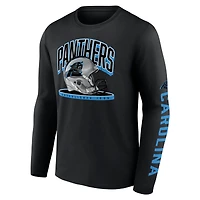 T-shirt à manches longues Fanatics pour hommes avec plateforme de casque des Carolina Panthers noir