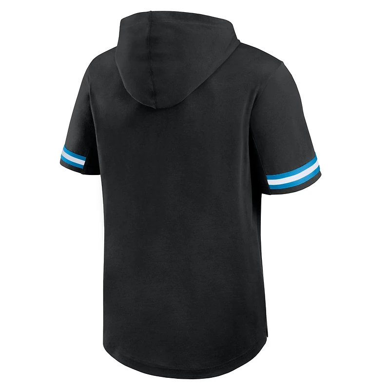 T-shirt à capuche manches courtes Fanatics Black Carolina Panthers Optimal Play pour homme