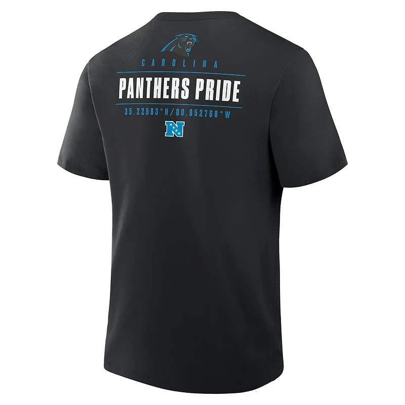 T-shirt noir fanatique pour homme avec poche de passe des Carolina Panthers