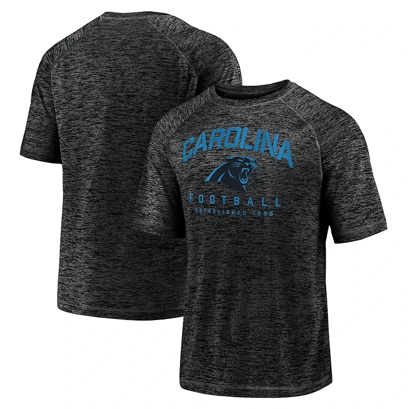 T-shirt raglan noir Fanatics Carolina Panthers Shade Battle Ready pour homme, teinture spatiale