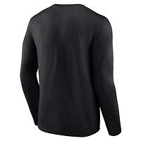 T-shirt à manches longues avec le mot-symbole des Panthers de la Caroline noirs Fanatics pour hommes Go the Distance