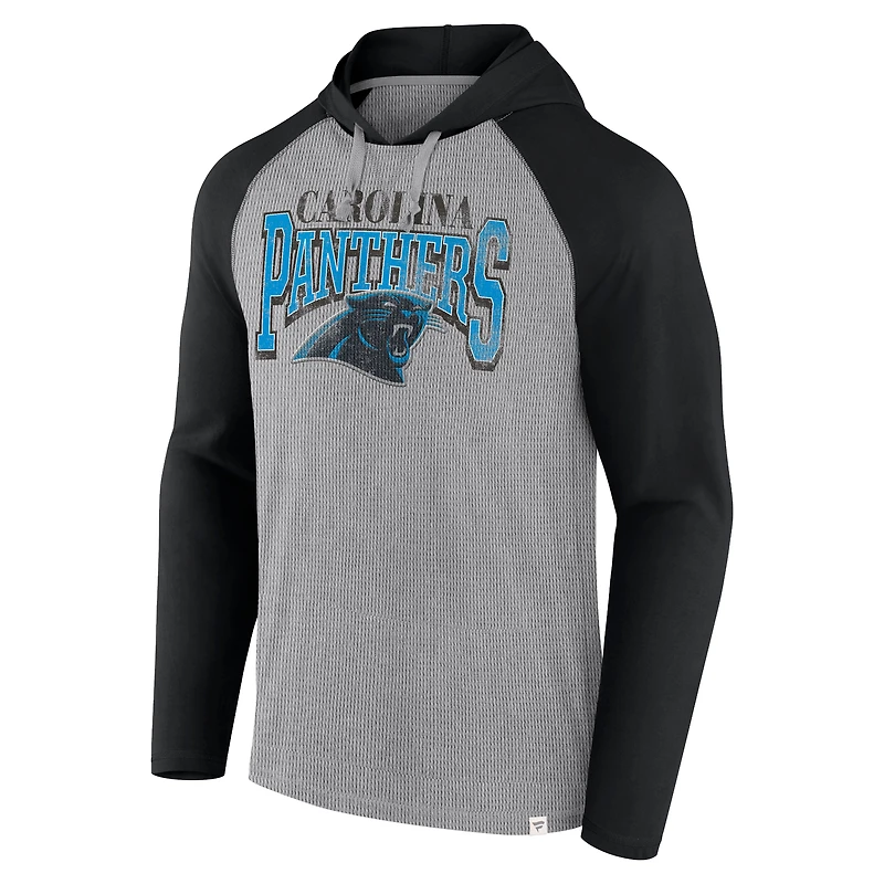 T-shirt à capuche manches longues Fanatics pour hommes gris/noir Carolina Panthers Under Center