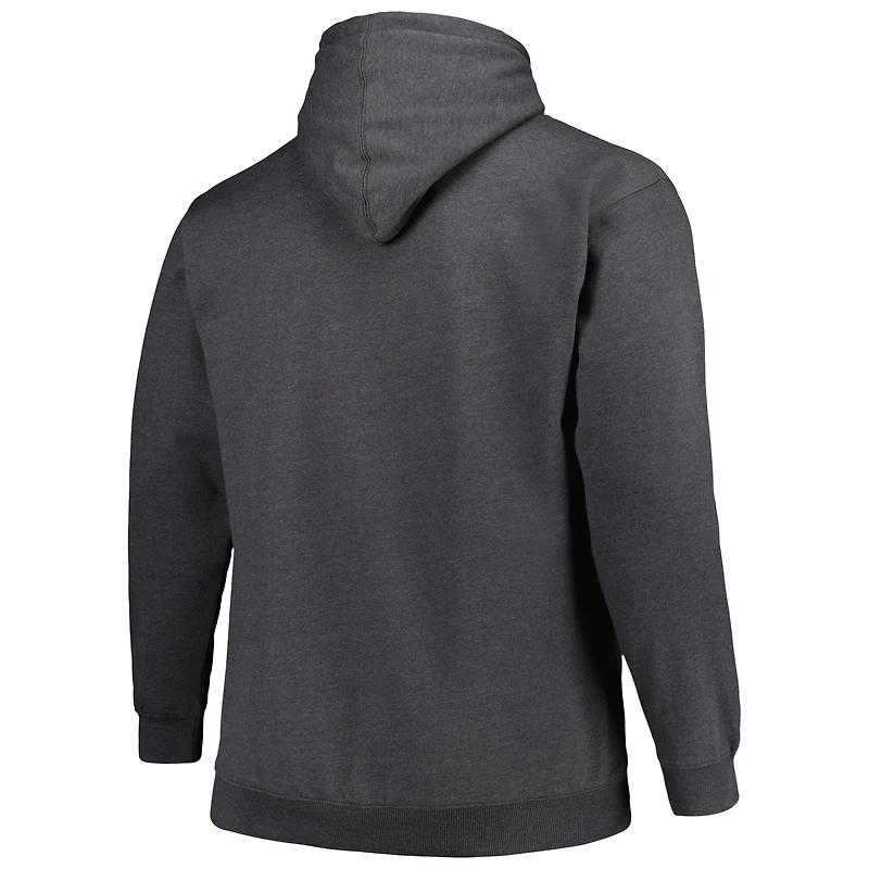 Men's Fanatics Heather Charcoal Carolina Panthers Big & Tall Pullover Hoodie