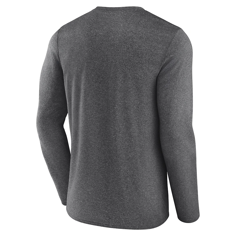 T-shirt à manches longues latéral Blackout pour homme Fanatics Heather Charcoal Carolina Panthers