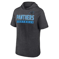 Sweat à capuche manches courtes pour hommes Fanatics Heather Charcoal Carolina Panthers Push