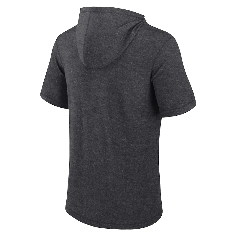 Sweat à capuche manches courtes pour hommes Fanatics Heather Charcoal Carolina Panthers Push