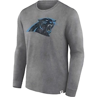 T-shirt à manches longues délavé pour hommes Fanatics Heather Charcoal Carolina Panthers