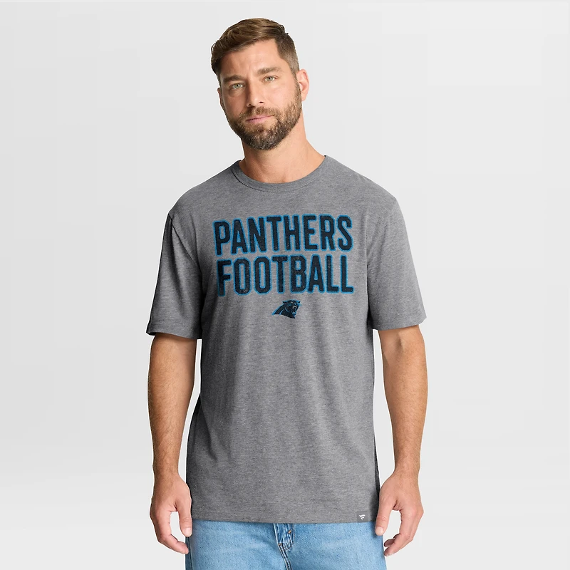 T-shirt tri-blend hommage First Down des Carolina Panthers pour homme, gris chiné, Fanatics