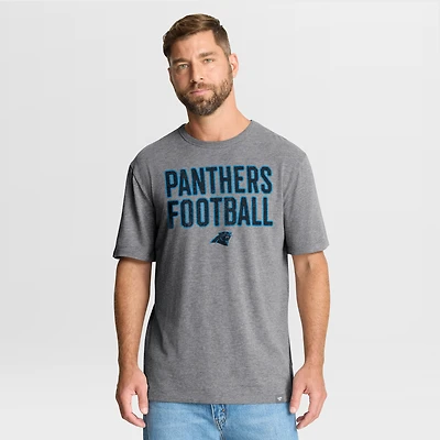 T-shirt tri-blend hommage First Down des Carolina Panthers pour homme, gris chiné, Fanatics