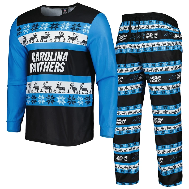 Men's FOCO Blue Carolina Panthers Team Ugly Pajama Set