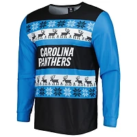 Men's FOCO Blue Carolina Panthers Team Ugly Pajama Set