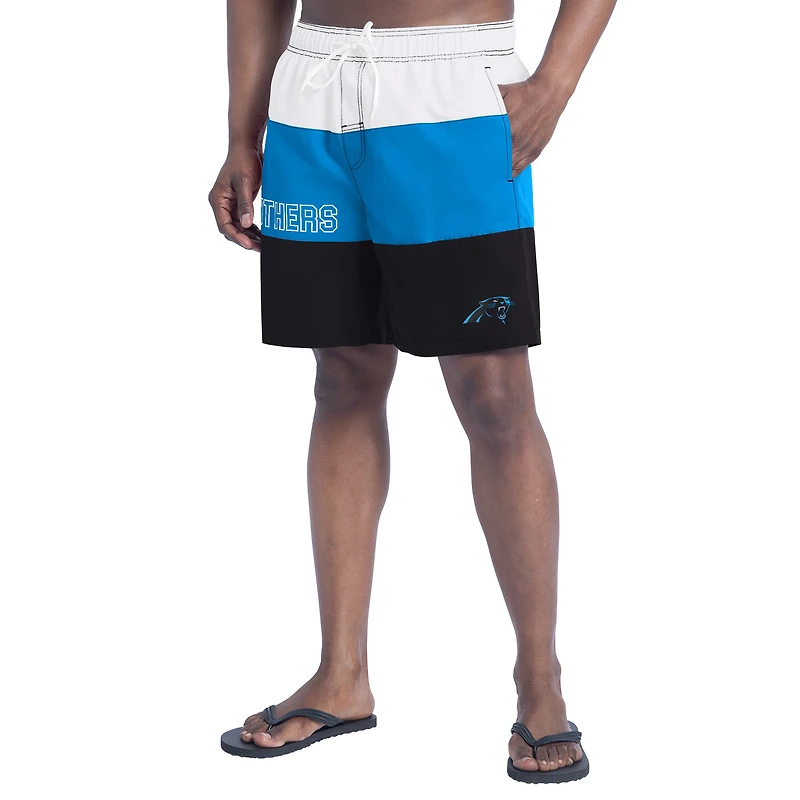 Men's G-III Sports by Carl Banks  Black/Blue Carolina Panthers Sunrise Volley Swim Shorts