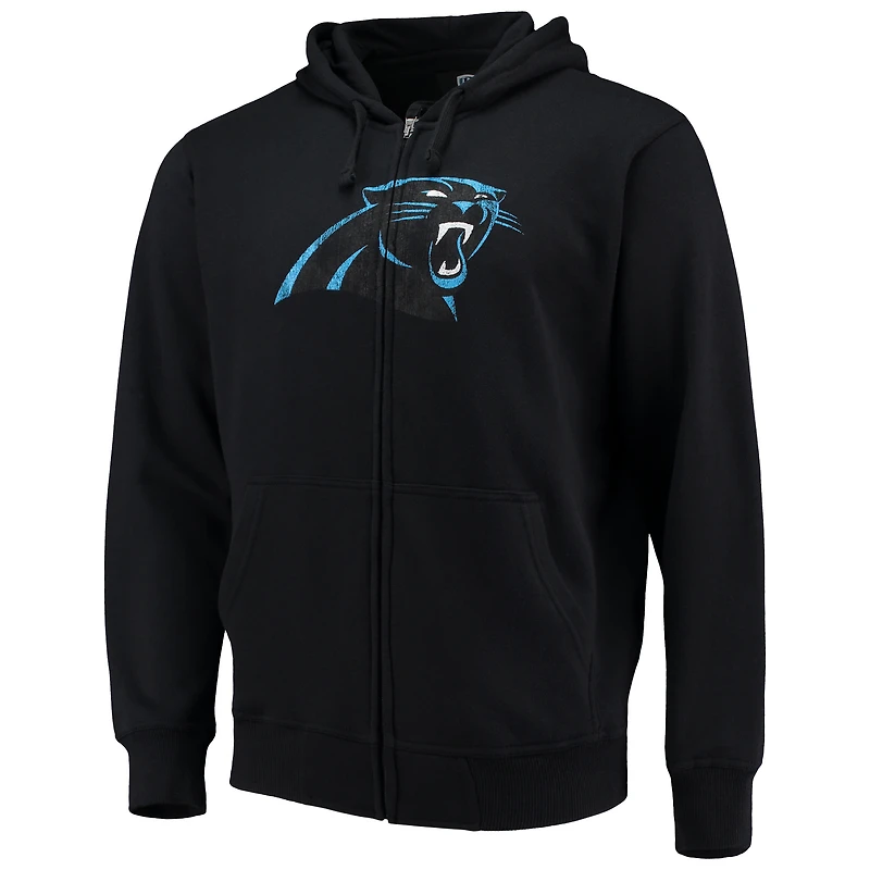 Sweat à capuche entièrement zippé avec logo principal des Panthers de la Caroline noirs G-III Sports by Carl Banks pour homme