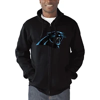 Sweat à capuche entièrement zippé avec logo principal des Panthers de la Caroline noirs G-III Sports by Carl Banks pour homme