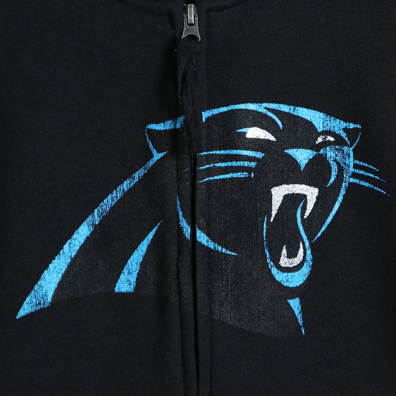 Sweat à capuche entièrement zippé avec logo principal des Panthers de la Caroline noirs G-III Sports by Carl Banks pour homme
