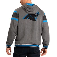 G-III Sports by Carl Banks pour homme Gris/Noir Carolina Panthers Extreme Full Back Sweat à capuche réversible Full-Zip Jacket