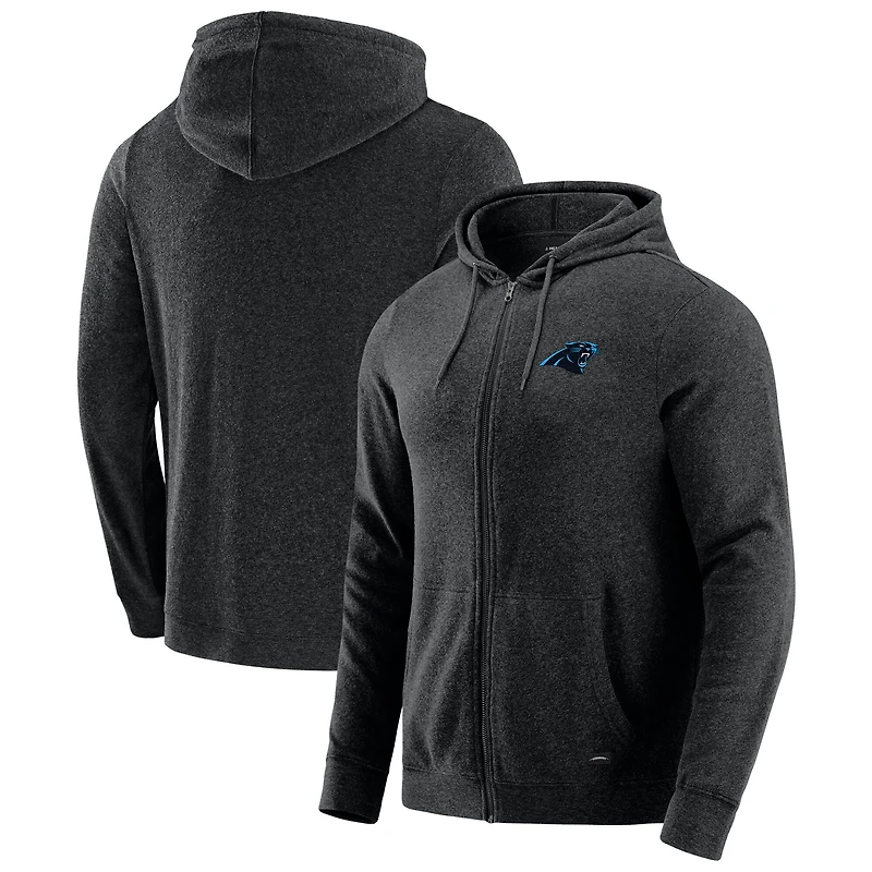 Sweat à capuche zippé tri-blend gris chiné foncé pour homme J. Palmer Carolina Panthers Players Lounge