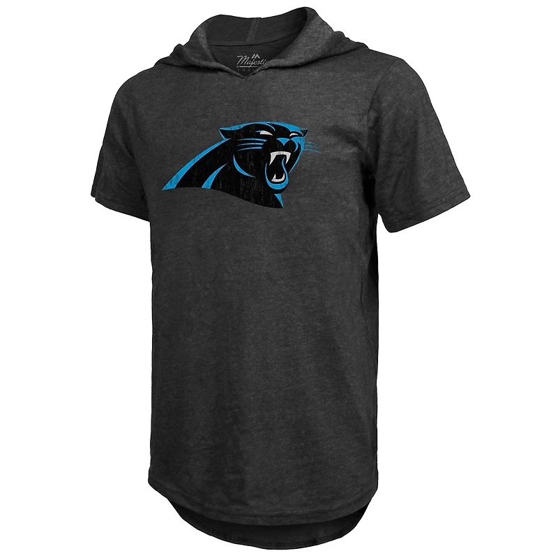 Majestic Threads Bryce Young Black Carolina Panthers T-shirt à capuche coupe ajustée avec nom et numéro du joueur