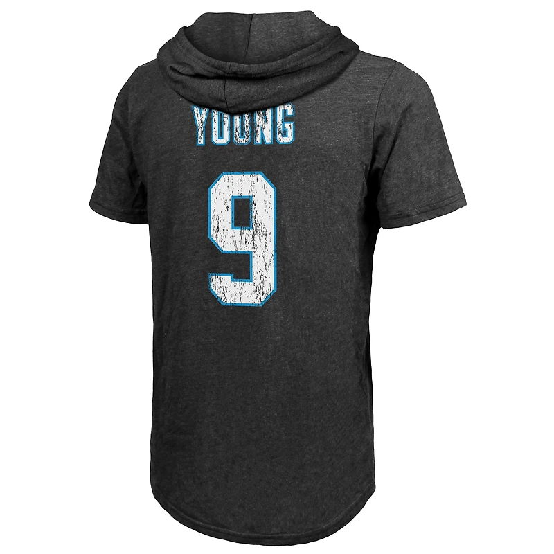Majestic Threads Bryce Young Black Carolina Panthers T-shirt à capuche coupe ajustée avec nom et numéro du joueur