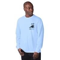 T-shirt à manches longues bleu clair Margaritaville pour homme, motif Carolina Panthers, « It's Five O'Clock Somewhere »