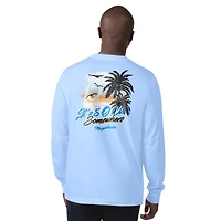 T-shirt à manches longues bleu clair Margaritaville pour homme, motif Carolina Panthers, « It's Five O'Clock Somewhere »