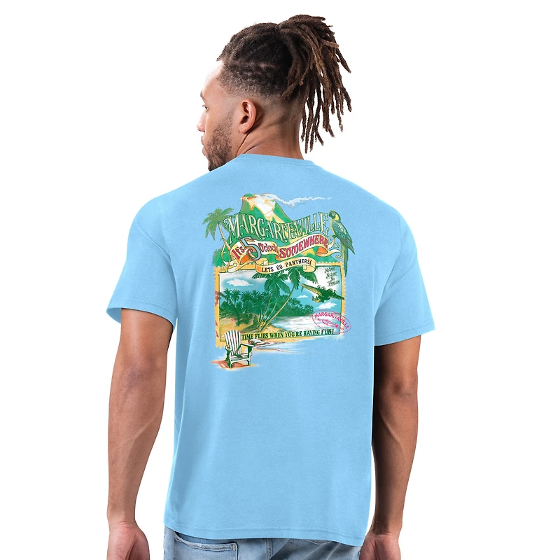 Men's Margaritaville Light Blue Carolina Panthers Time Flies T-Shirt
