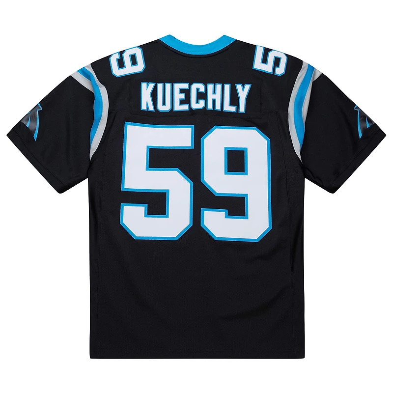 Maillot de joueur retraité authentique Mitchell & Ness Luke Kuechly noir des Carolina Panthers 2013