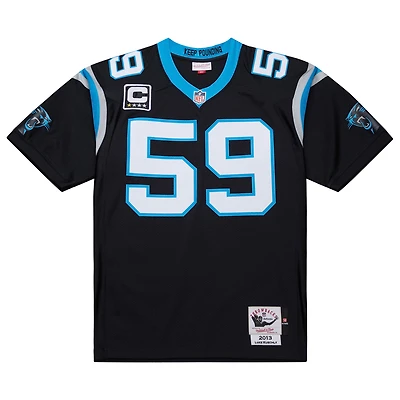 Maillot de joueur retraité authentique Mitchell & Ness Luke Kuechly noir des Carolina Panthers 2013
