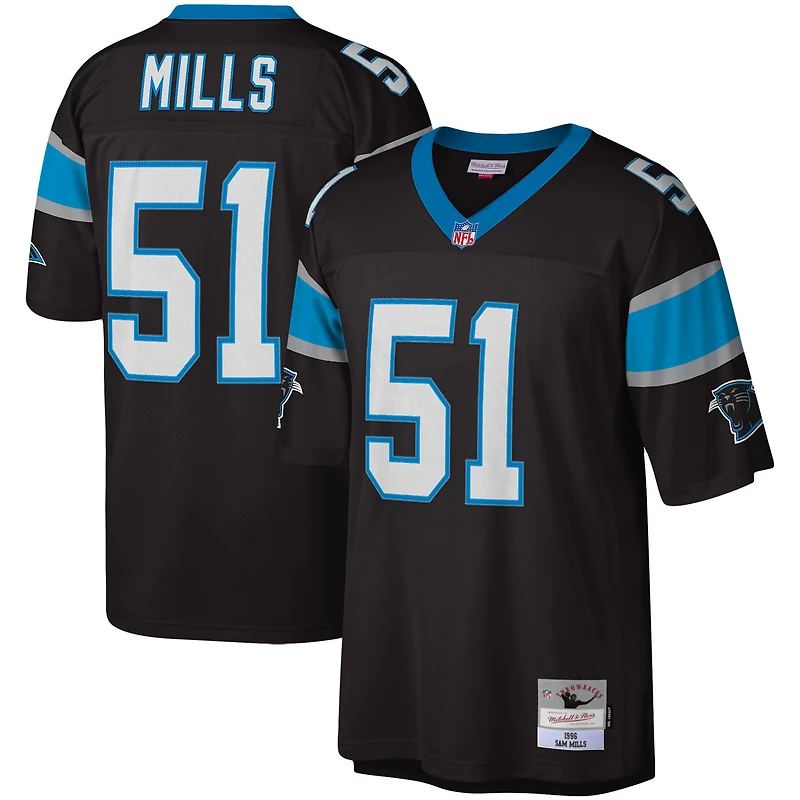 Maillot réplique Mitchell & Ness Sam Mills noir Carolina Panthers Legacy pour hommes