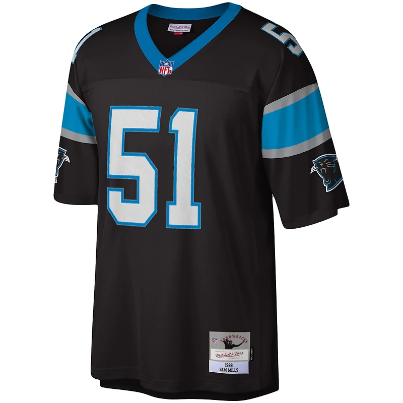 Maillot réplique Mitchell & Ness Sam Mills noir Carolina Panthers Legacy pour hommes