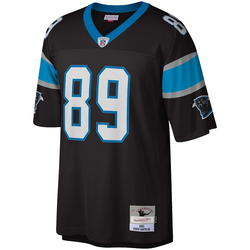 Maillot réplique Mitchell & Ness Steve Smith noir Carolina Panthers Legacy pour hommes
