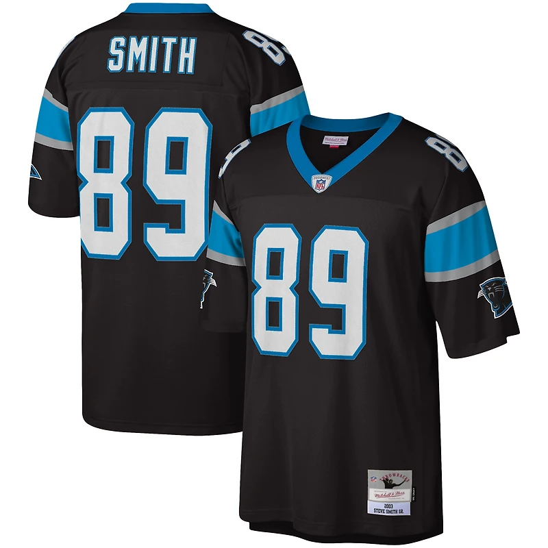 Maillot réplique Mitchell & Ness Steve Smith noir Carolina Panthers Legacy pour hommes