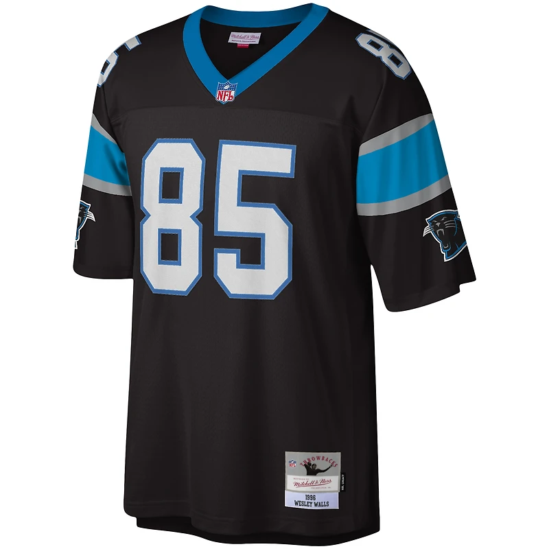 Maillot réplique Mitchell & Ness Wesley Walls noir Carolina Panthers Legacy pour hommes
