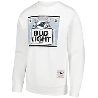 Men's Mitchell & Ness x Bud Light White Carolina Panthers The Crest Pullover Sweatshirt