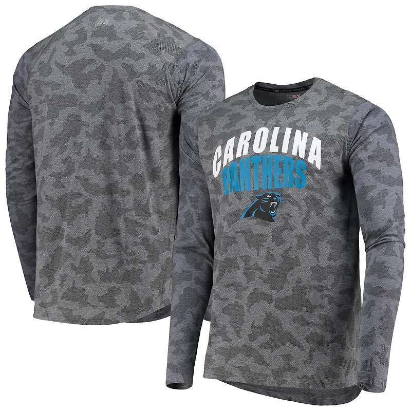 T-shirt à manches longues MSX by Michael Strahan Black Carolina Panthers Camo pour homme