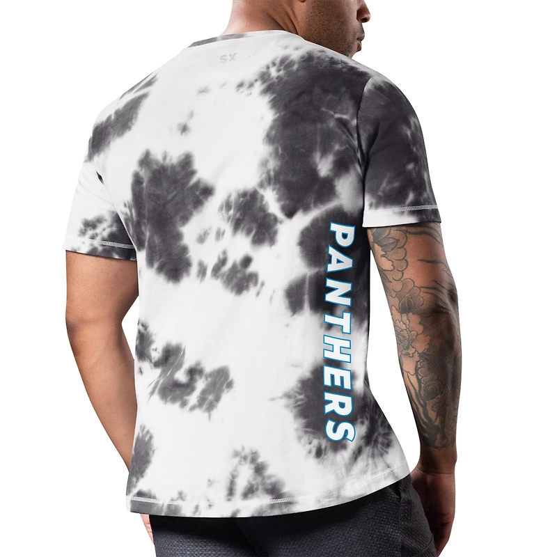 T-shirt MSX by Michael Strahan Black Carolina Panthers Freestyle Tie-Dye pour homme