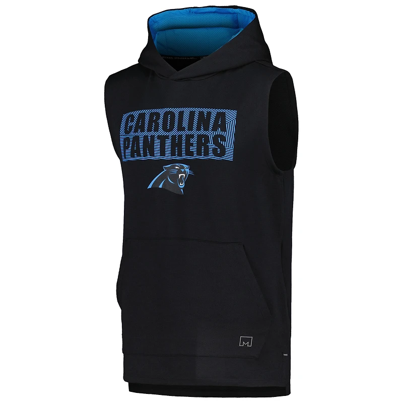 Sweat à capuche sans manches Marathon des Panthers de la Caroline noirs MSX par Michael Strahan pour hommes