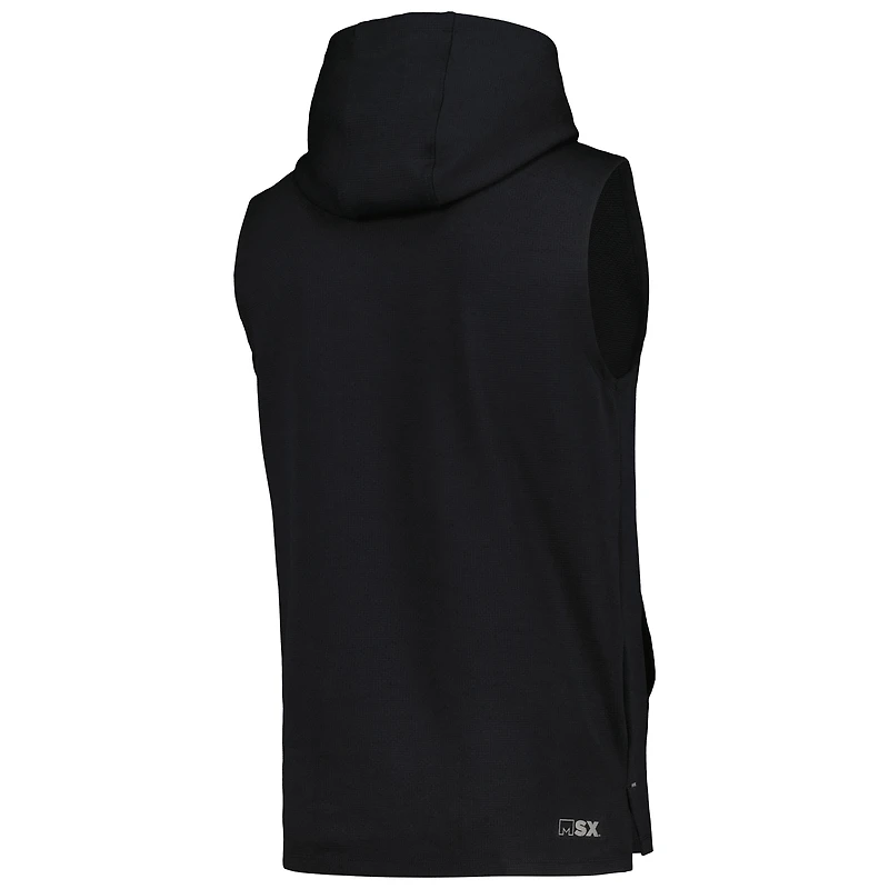 Sweat à capuche sans manches Marathon des Panthers de la Caroline noirs MSX par Michael Strahan pour hommes