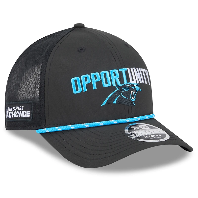 Casquette ajustable New Era Black Carolina Panthers 2025 Inspire Change 9FORTY M-Crown pour homme