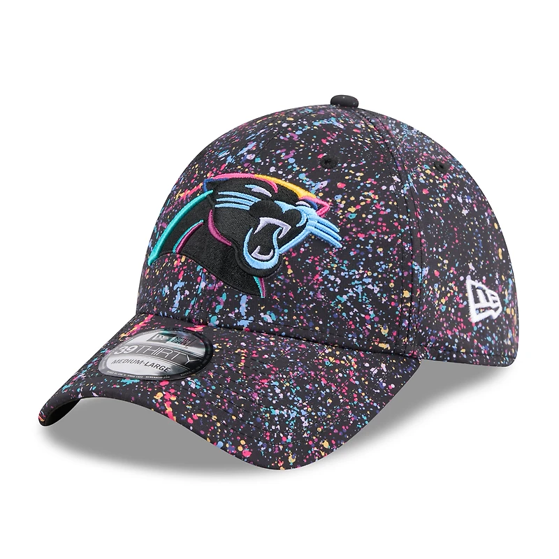 Casquette New Era noire Carolina Panthers 2025 NFL Crucial Catch 39THIRTY Flex pour homme