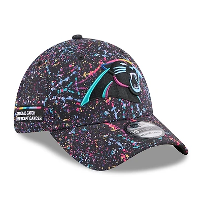Casquette New Era noire Carolina Panthers 2025 NFL Crucial Catch 39THIRTY Flex pour homme