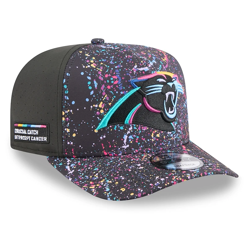 Casquette snapback 9FIFTY noire New Era pour homme, motif NFL Crucial Catch 2025 des Carolina Panthers