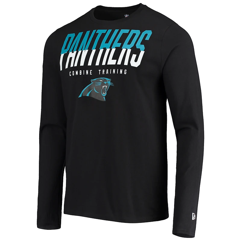 T-shirt à manches longues New Era Black Carolina Panthers pour homme Combine Authentic Split Line