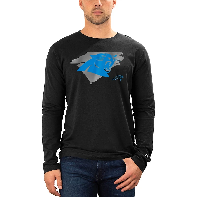 T-shirt à manches longues State Panthers de la Caroline New Era pour homme, noir