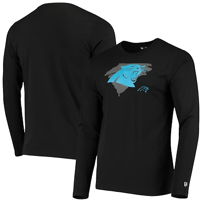 T-shirt à manches longues State Panthers de la Caroline New Era pour homme, noir